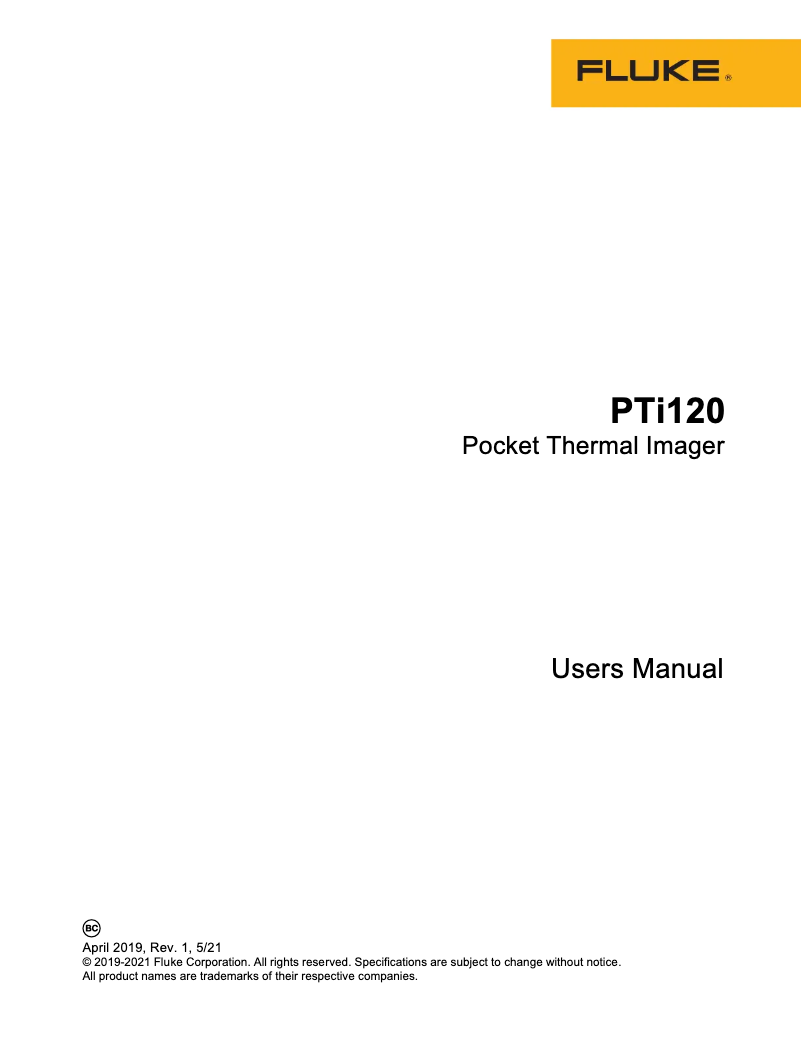 Page 1 de la notice Manuel utilisateur Fluke PTi120