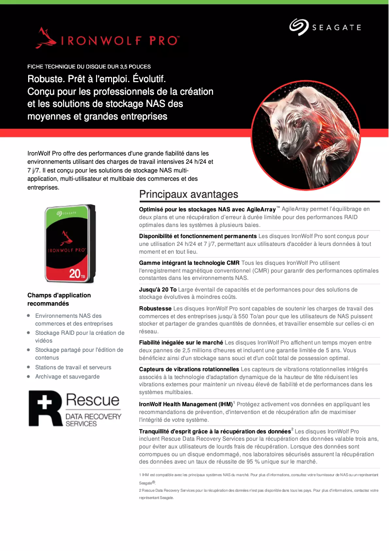 Página 1 del manual Ficha técnica Seagate IronWolf