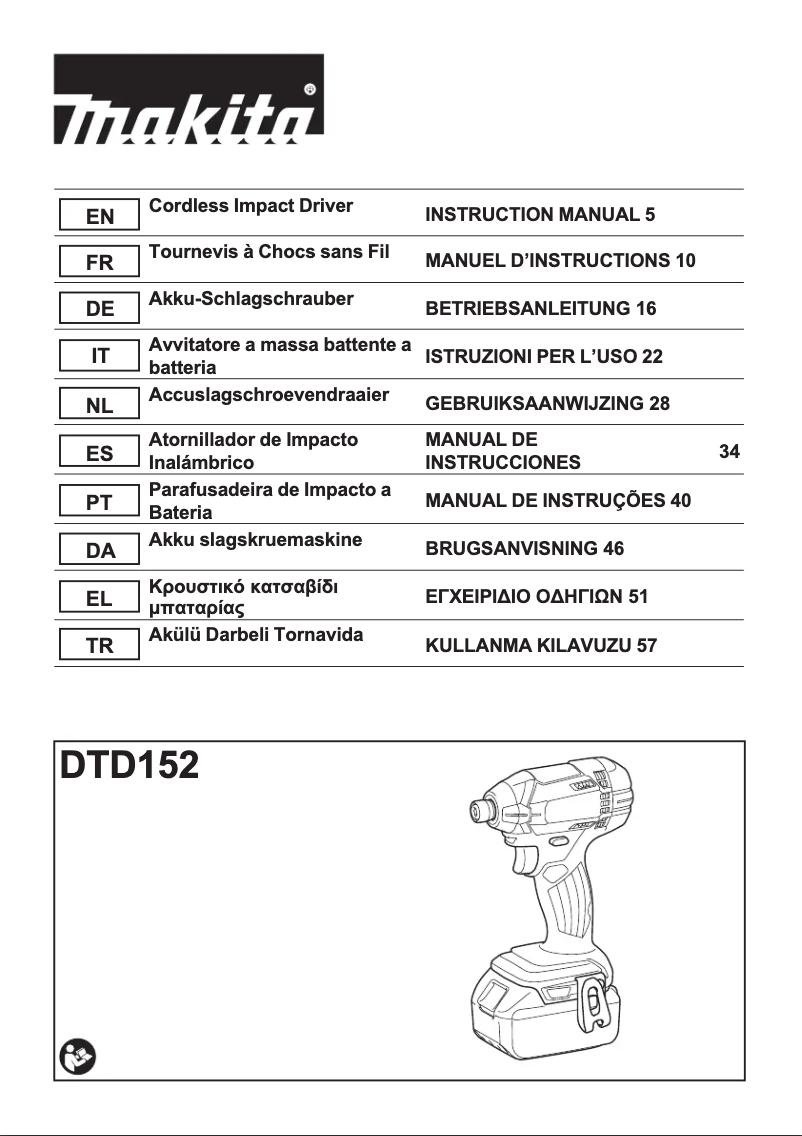 Page 1 de la notice Manuel utilisateur Makita DLX2146T