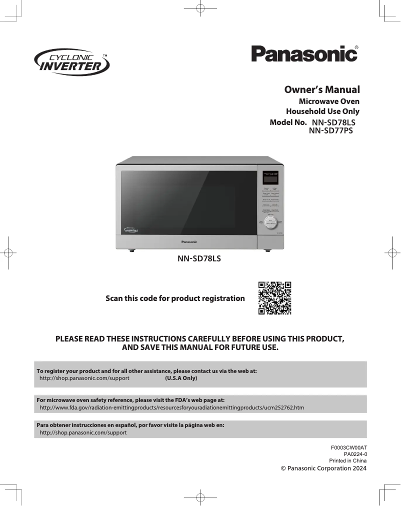 Page 1 de la notice Manuel utilisateur Panasonic NN-SD77PS