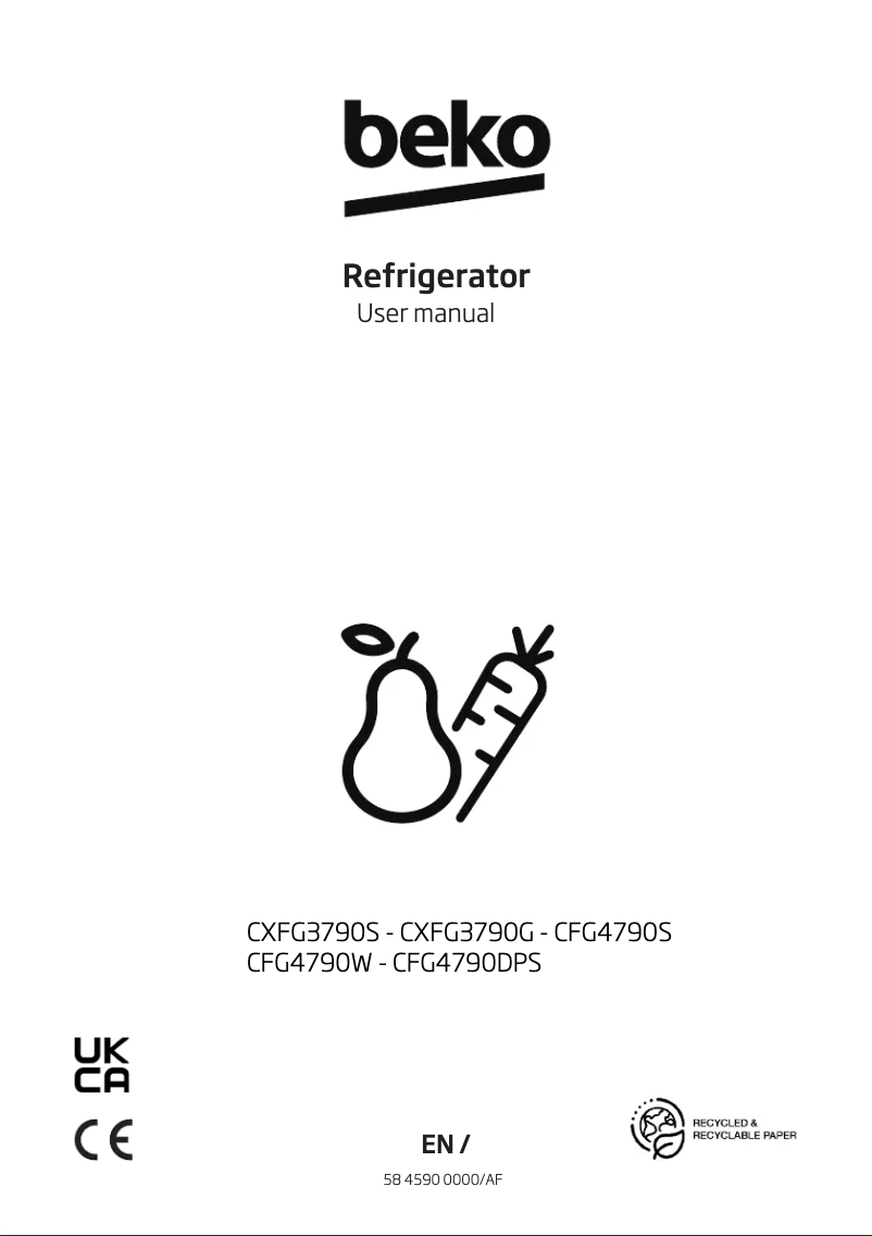 Page 1 de la notice Manuel utilisateur Beko CFG4790DPS