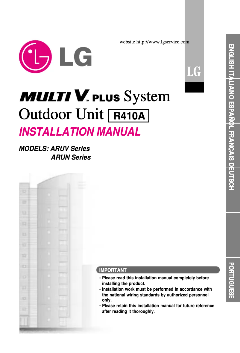 Page 1 de la notice Manuel utilisateur LG ARUV1408T1