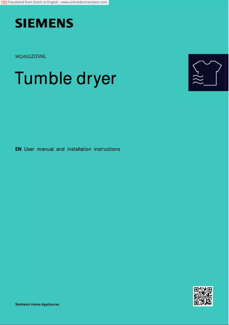 Página 1 del manual Manual de usuario Siemens WQ45G2D5NL