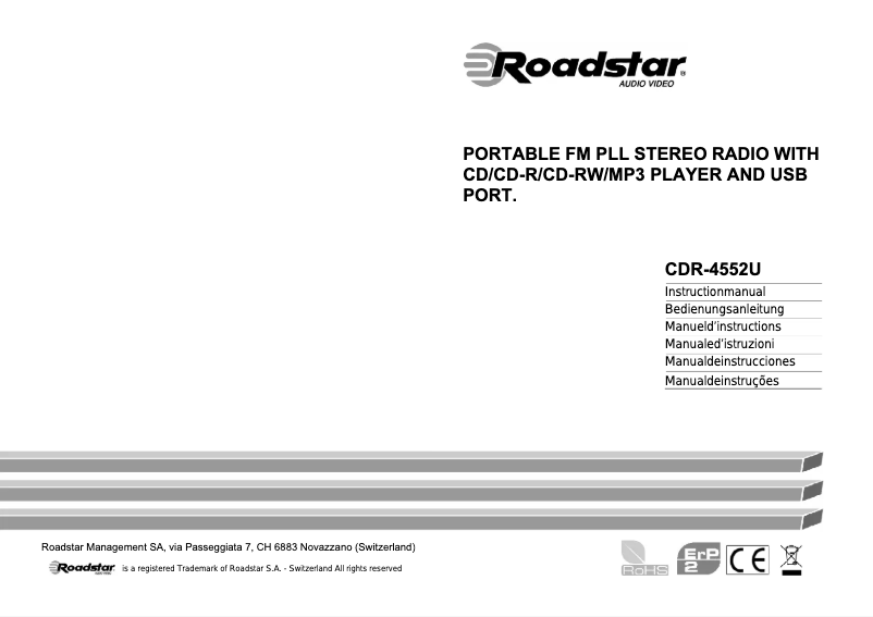 Page 1 de la notice Manuel utilisateur Roadstar CDR-4552U