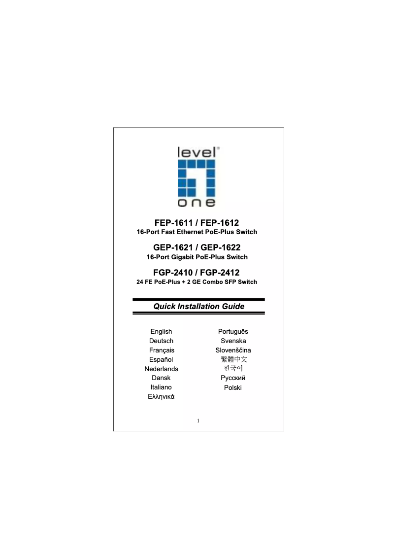 Page 1 de la notice Manuel utilisateur LevelOne FEP-1612