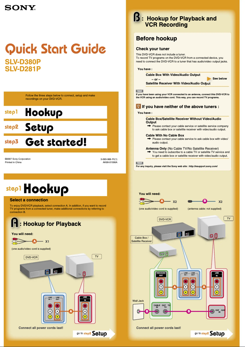 Image de la première page du manuel de l'appareil SLV-D380P