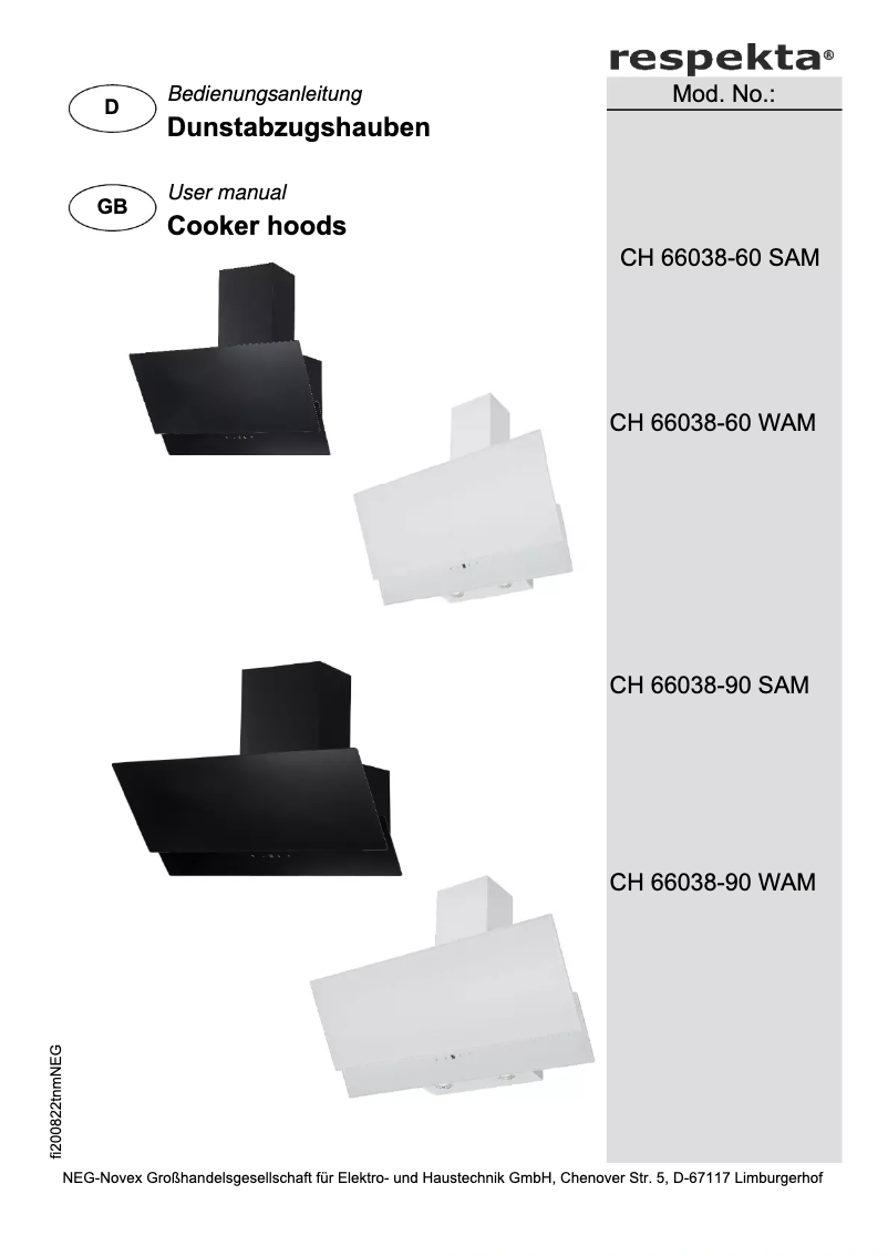 Page n°1 - Manuel utilisateur Respekta Nika CH66038-60SAM