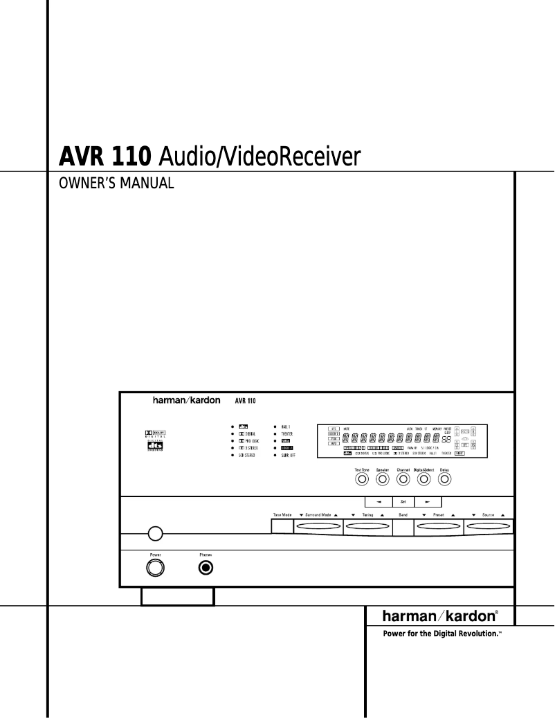 Page 1 de la notice Manuel utilisateur Harman Kardon AVR 110