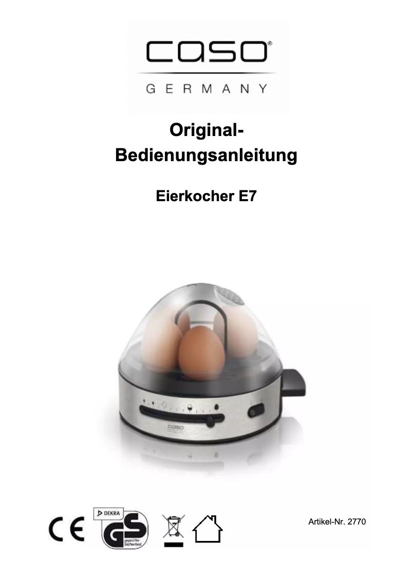 Image de la première page du manuel de l'appareil E7