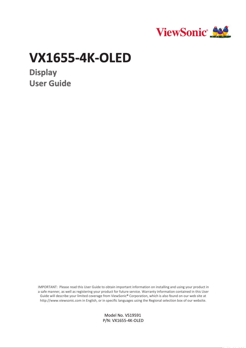Image de la première page du manuel de l'appareil VX1655-4K-OLED
