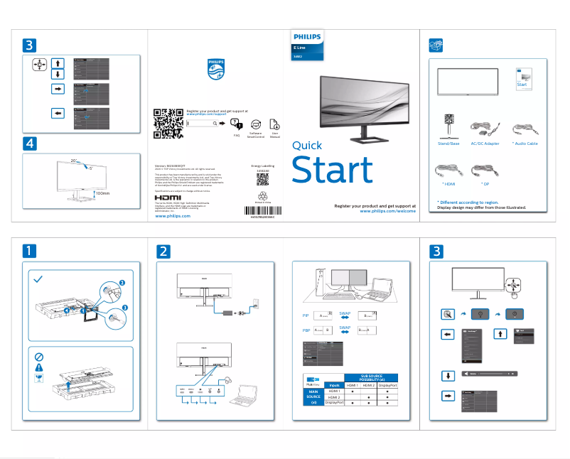 Page 1 of the manual Quick Start Guide Philips 345E2AE