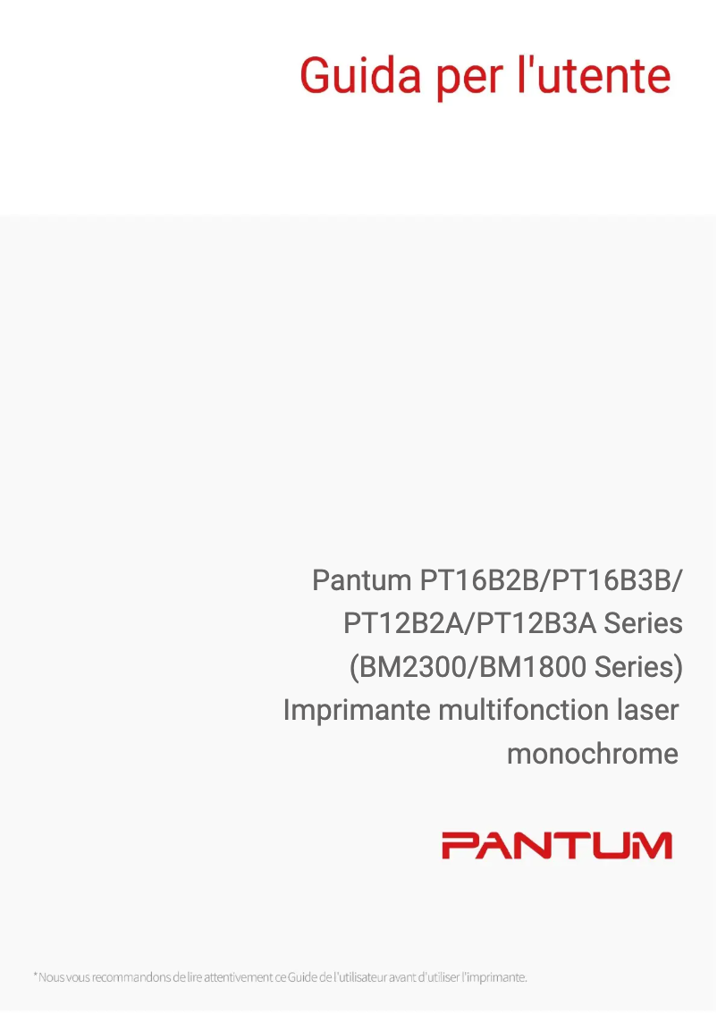 Page n°1 - Manuel utilisateur Pantum BM2300