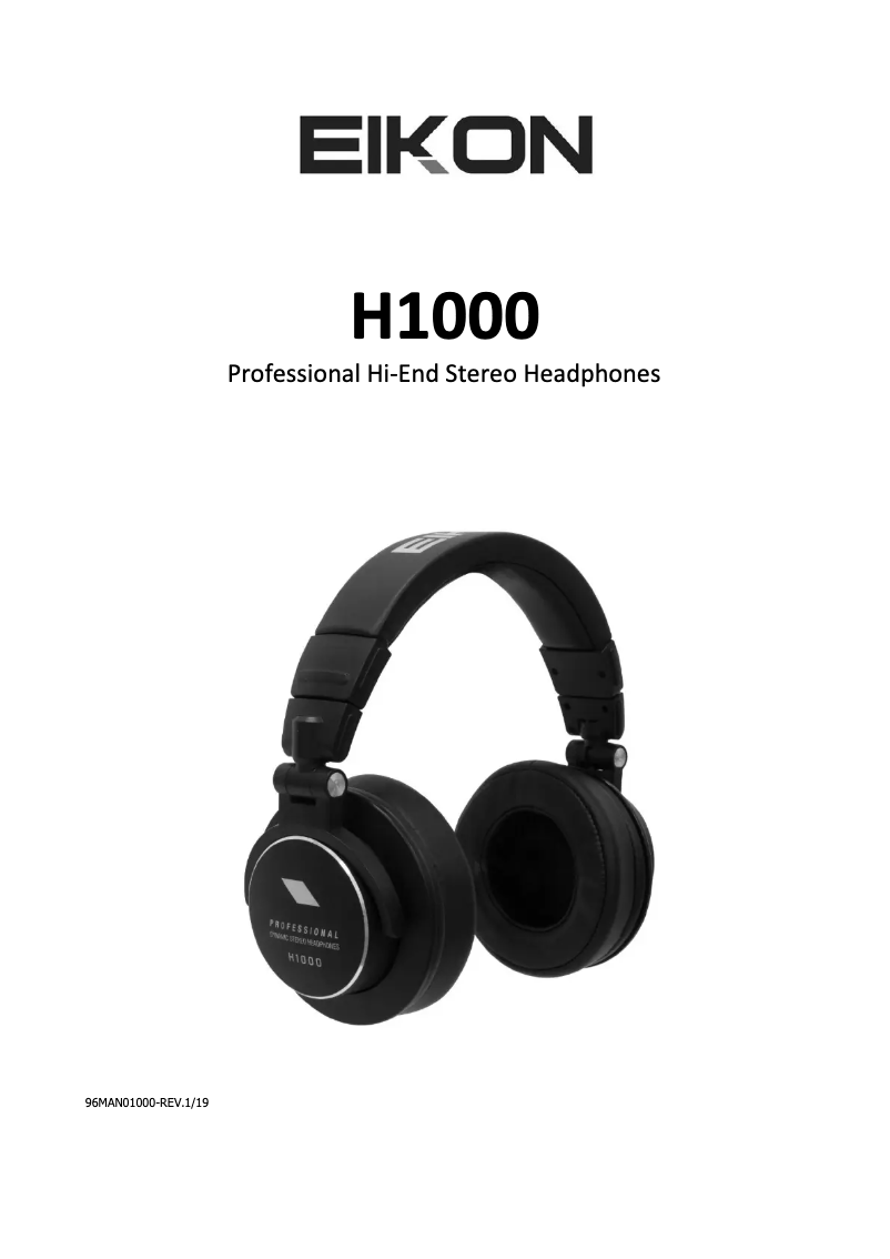 Page n°1 - Manuel utilisateur Eikon H1000