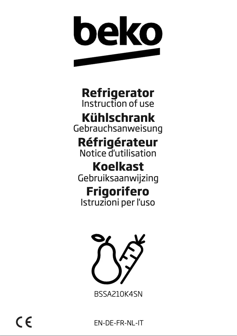 Page 1 de la notice Manuel utilisateur Beko BSSA210K4SN