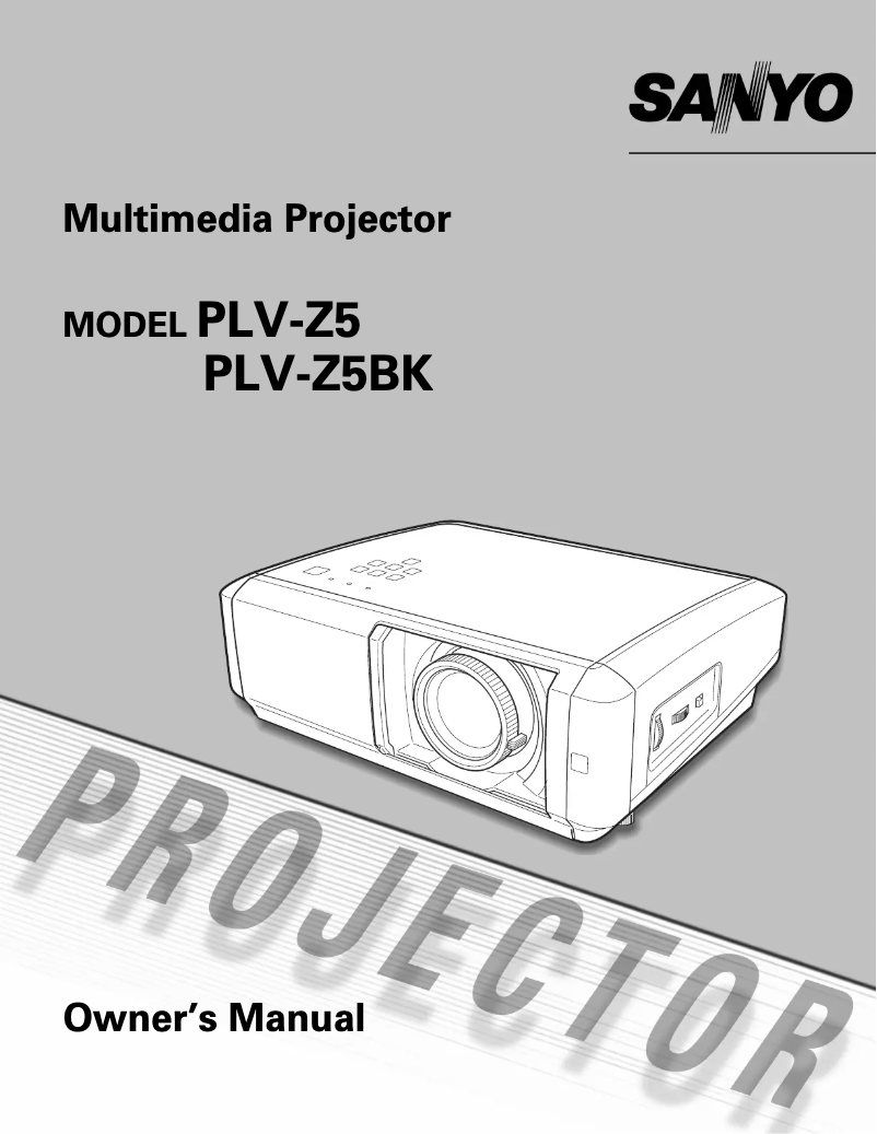 Page n°1 - Manuel utilisateur Sanyo PLV-Z5