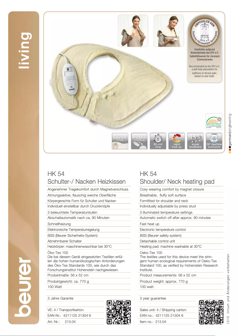 Page n°1 - Fiche technique Beurer HK 54