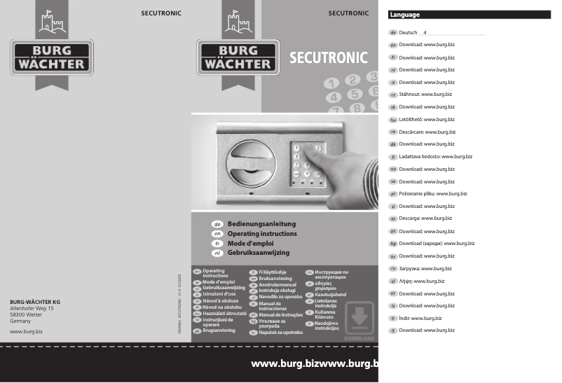 Página 1 del manual Manual de usuario Burg Wächter Ranger N 7