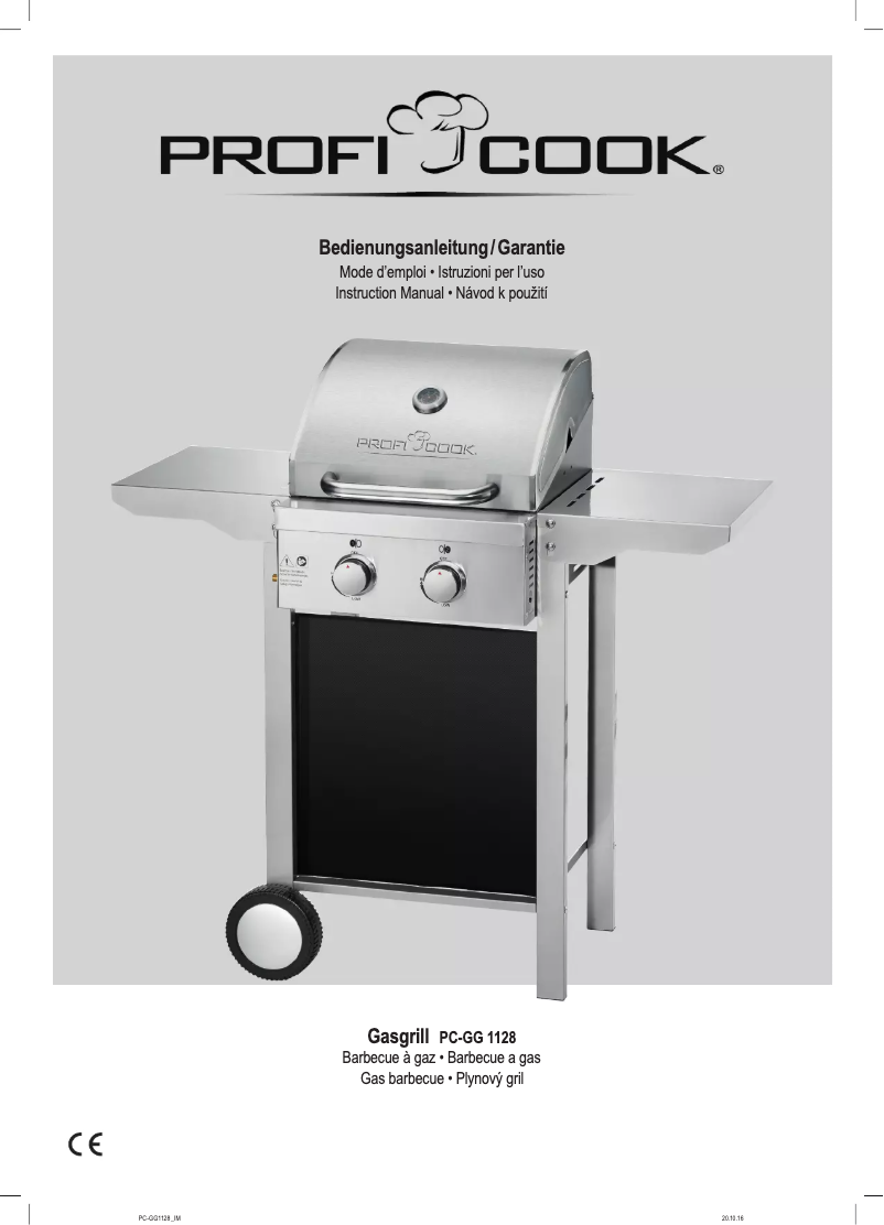 Page n°1 - Manuel utilisateur ProfiCook PC-GG 1128