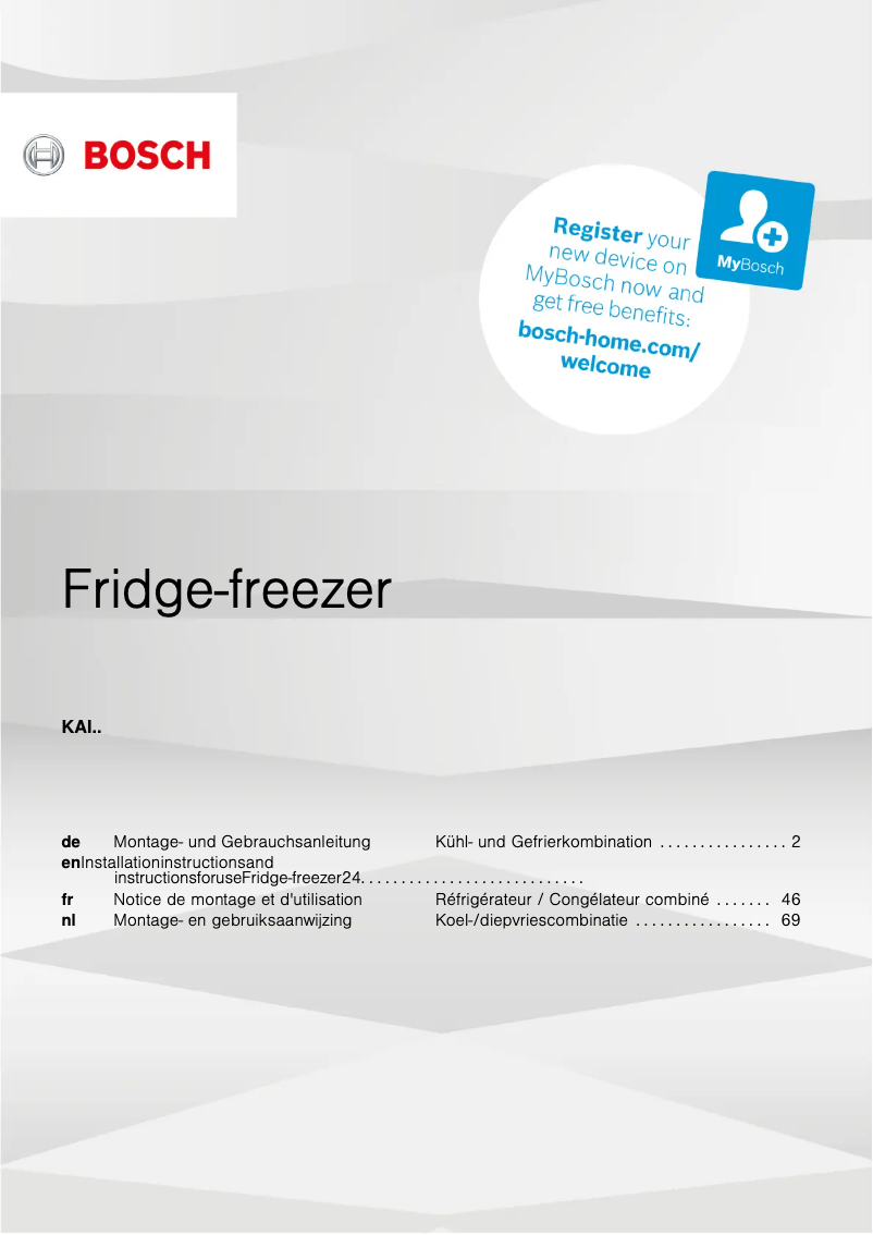 Page n°1 - Manuel utilisateur Bosch KAI93AIEP