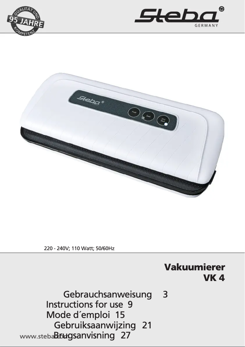 Page 1 de la notice Manuel utilisateur Steba VK 4