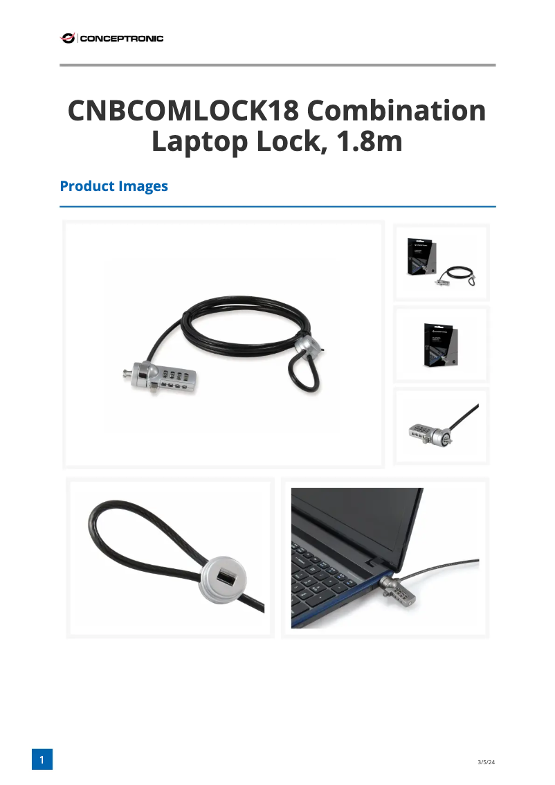 Page 1 de la notice Fiche technique Conceptronic CUSTODIO C18