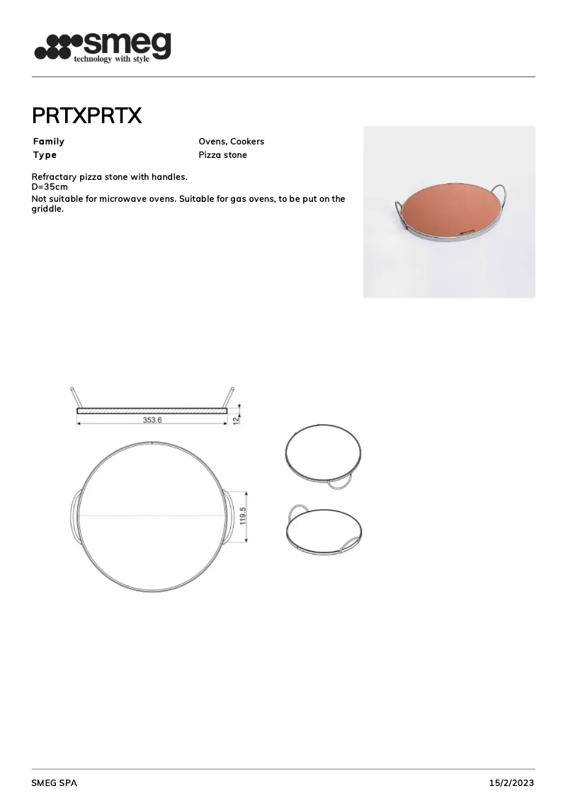 Page 1 de la notice Brochure Smeg PRTX