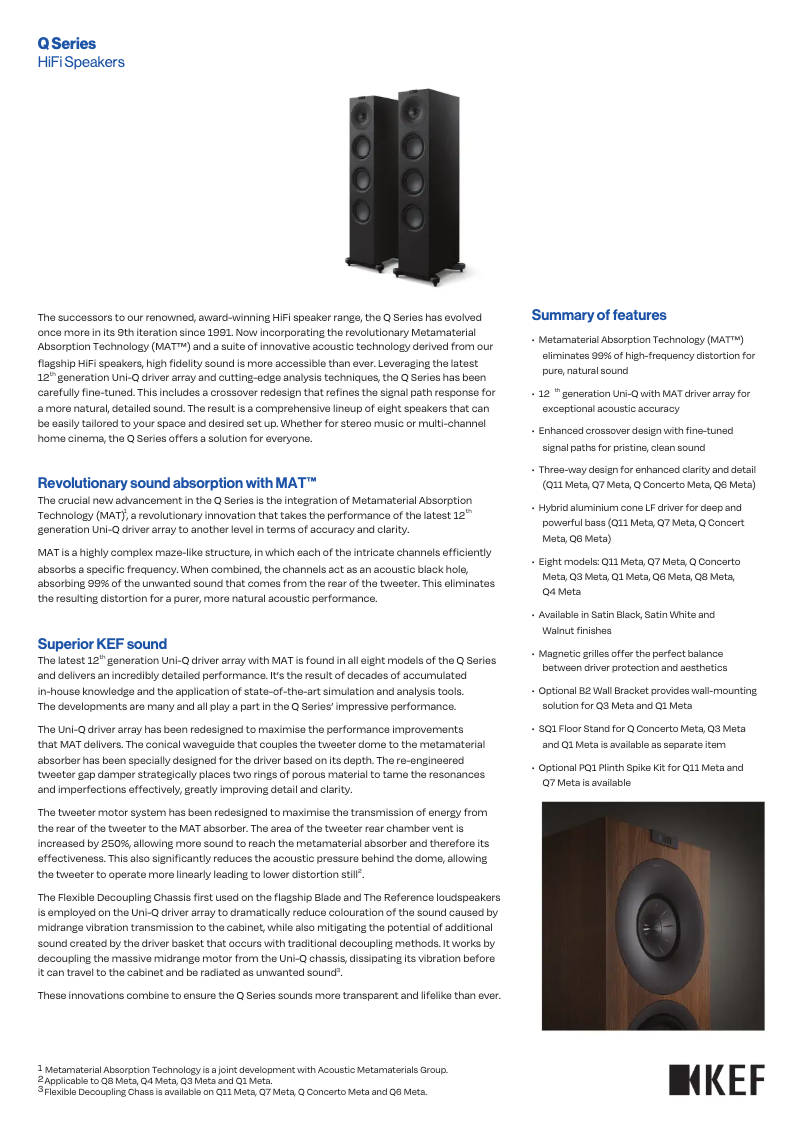 Page n°1 - Fiche technique KEF Q1