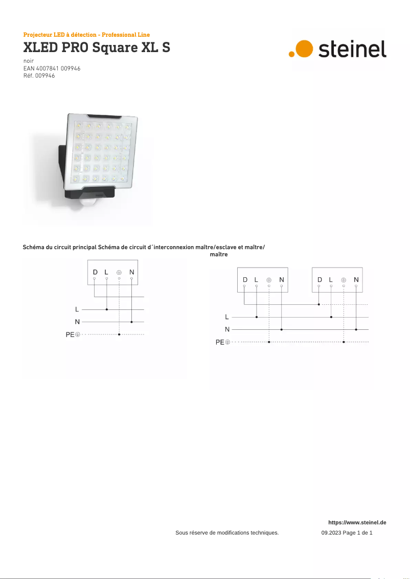 Page n°1 - Schéma de câblage Steinel XLED PRO Square XL S