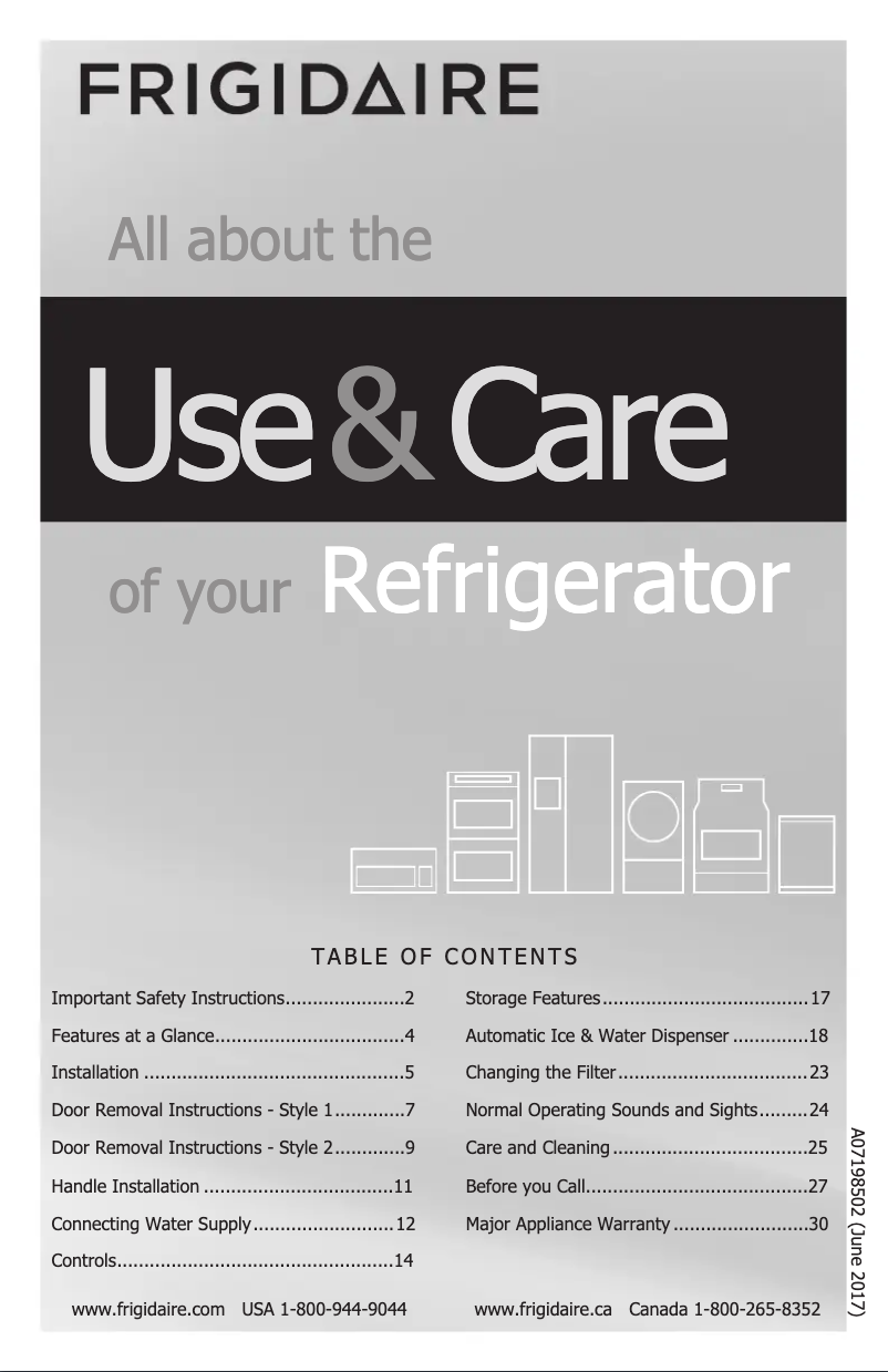 Page n°1 - Manuel utilisateur Frigidaire FFSS2615T