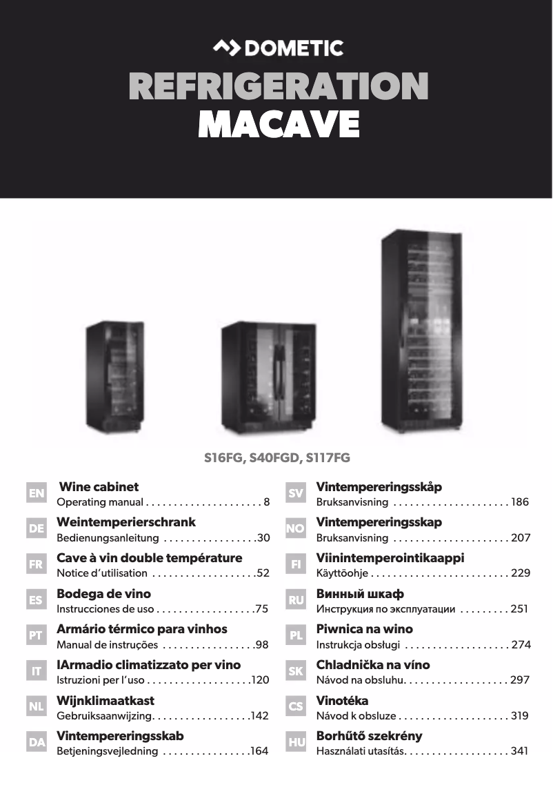 Image de la première page du manuel de l'appareil MaCave S117FG