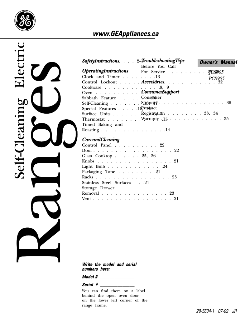 Image de la première page du manuel de l'appareil PCS905SPSS