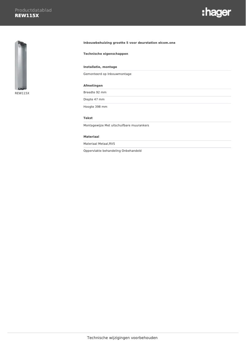 Image de la première page du manuel de l'appareil REW115X