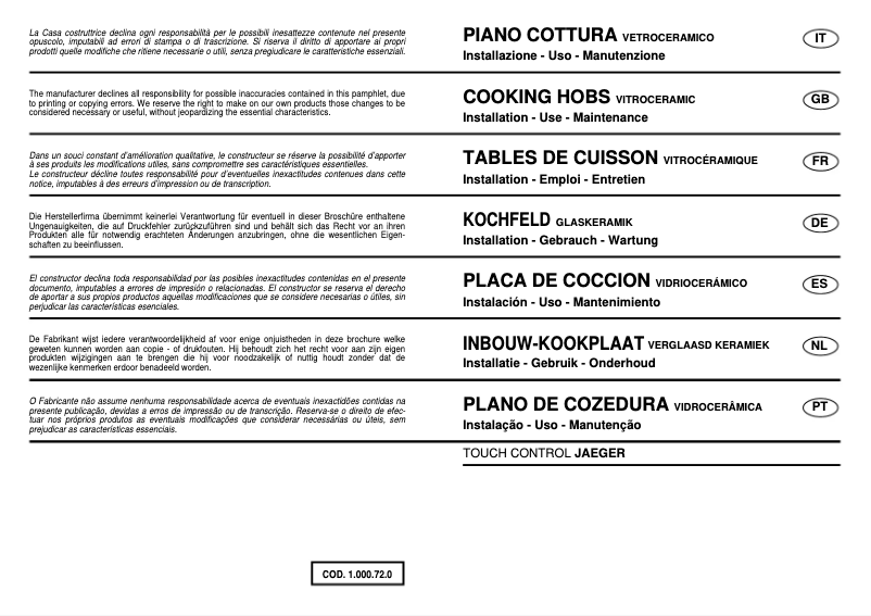 Page 1 de la notice Manuel utilisateur Fagor 2-MF2-VX