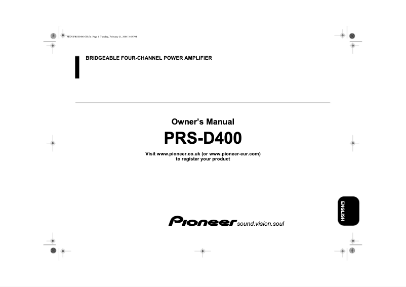 Image de la première page du manuel de l'appareil PRS-D400