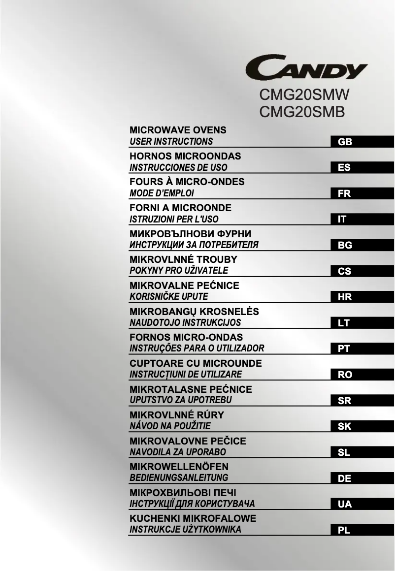 Page 1 de la notice Manuel utilisateur Candy CMG20SMB