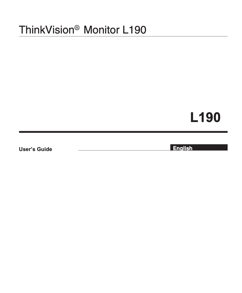 Page n°1 - Manuel utilisateur Lenovo ThinkVision L190