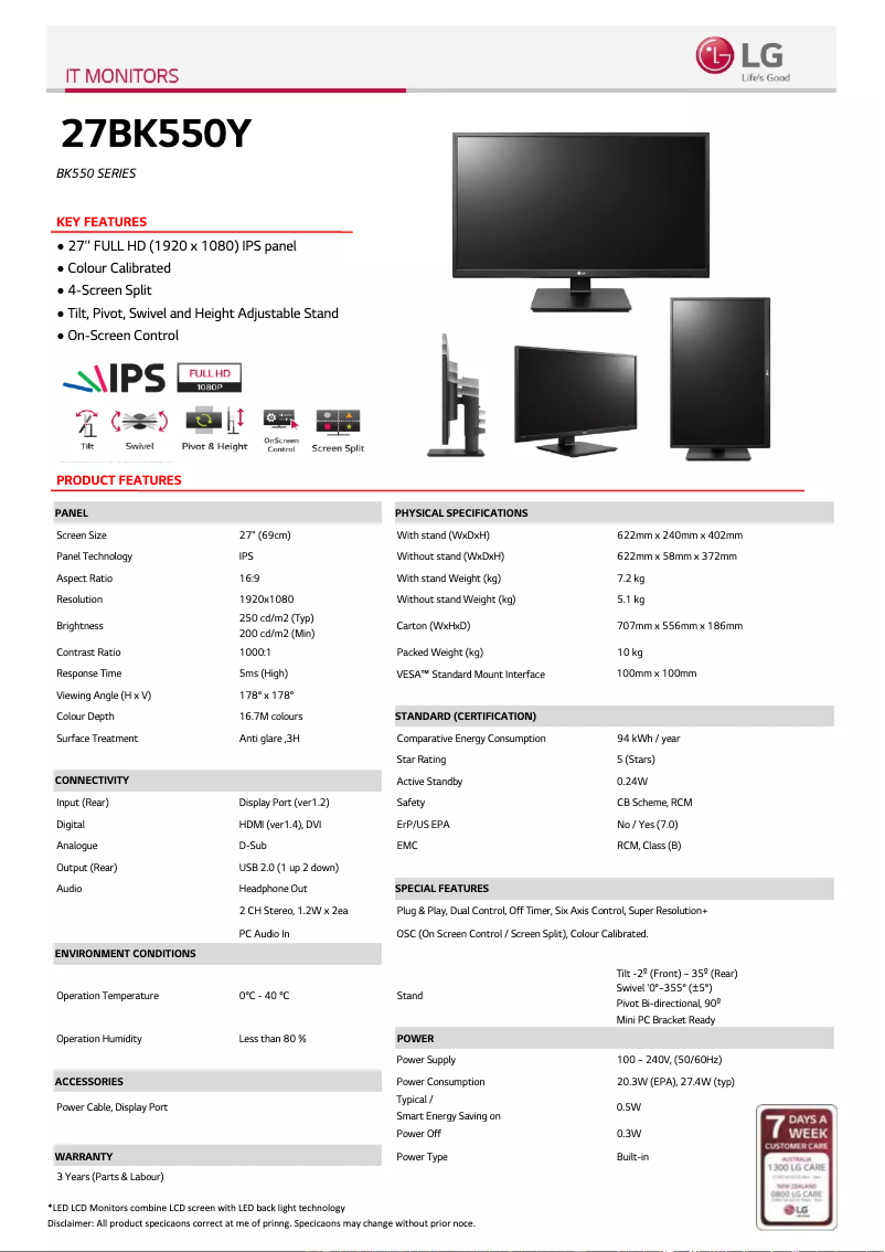 Image de la première page du manuel de l'appareil 27BK550Y-B