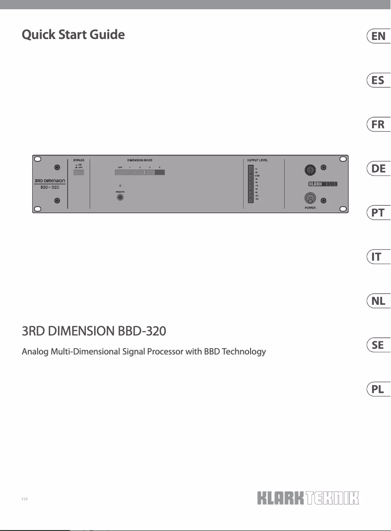 Page 1 de la notice Guide de démarrage rapide Klark Teknik 3RD Dimension BBD-320