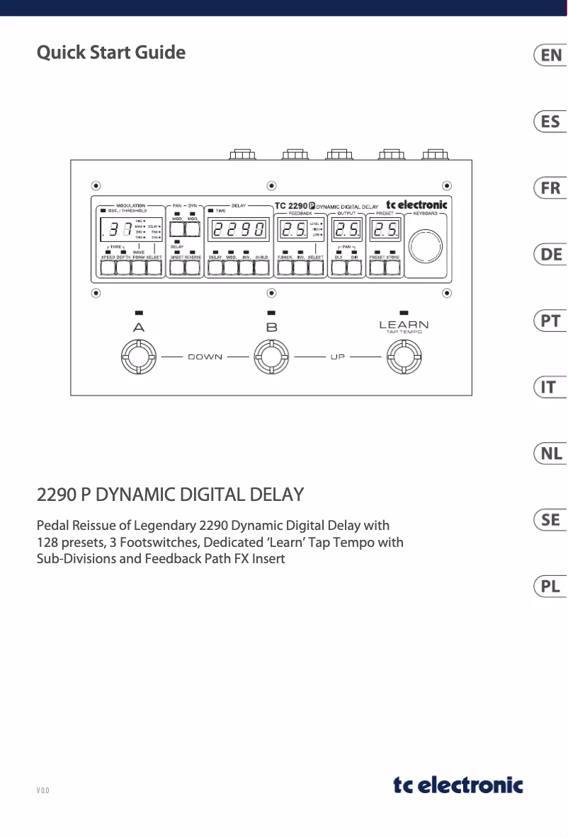 Page 1 de la notice Manuel utilisateur TC Electronic 2290 P Dynamic Digital Delay