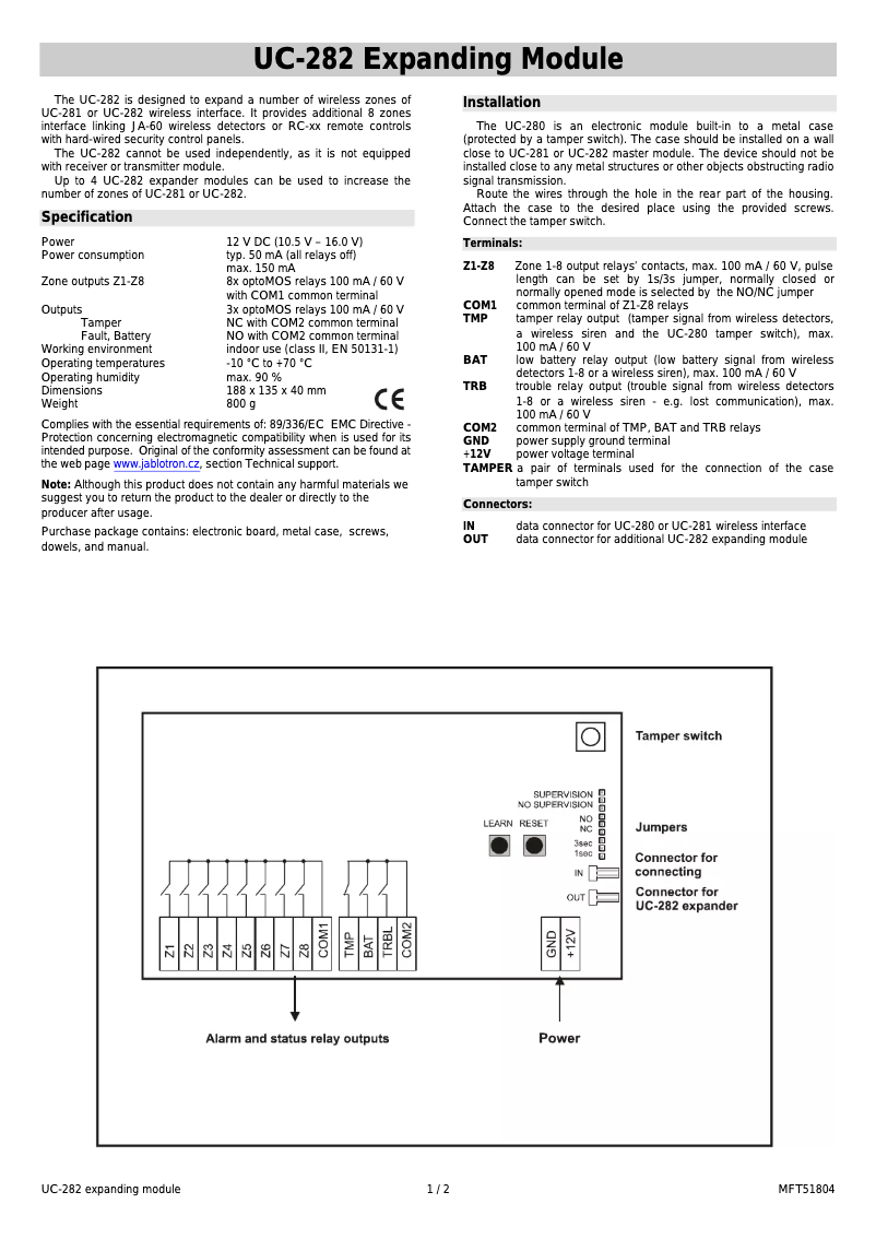 Page 1 de la notice Manuel utilisateur Joblotron UC-282