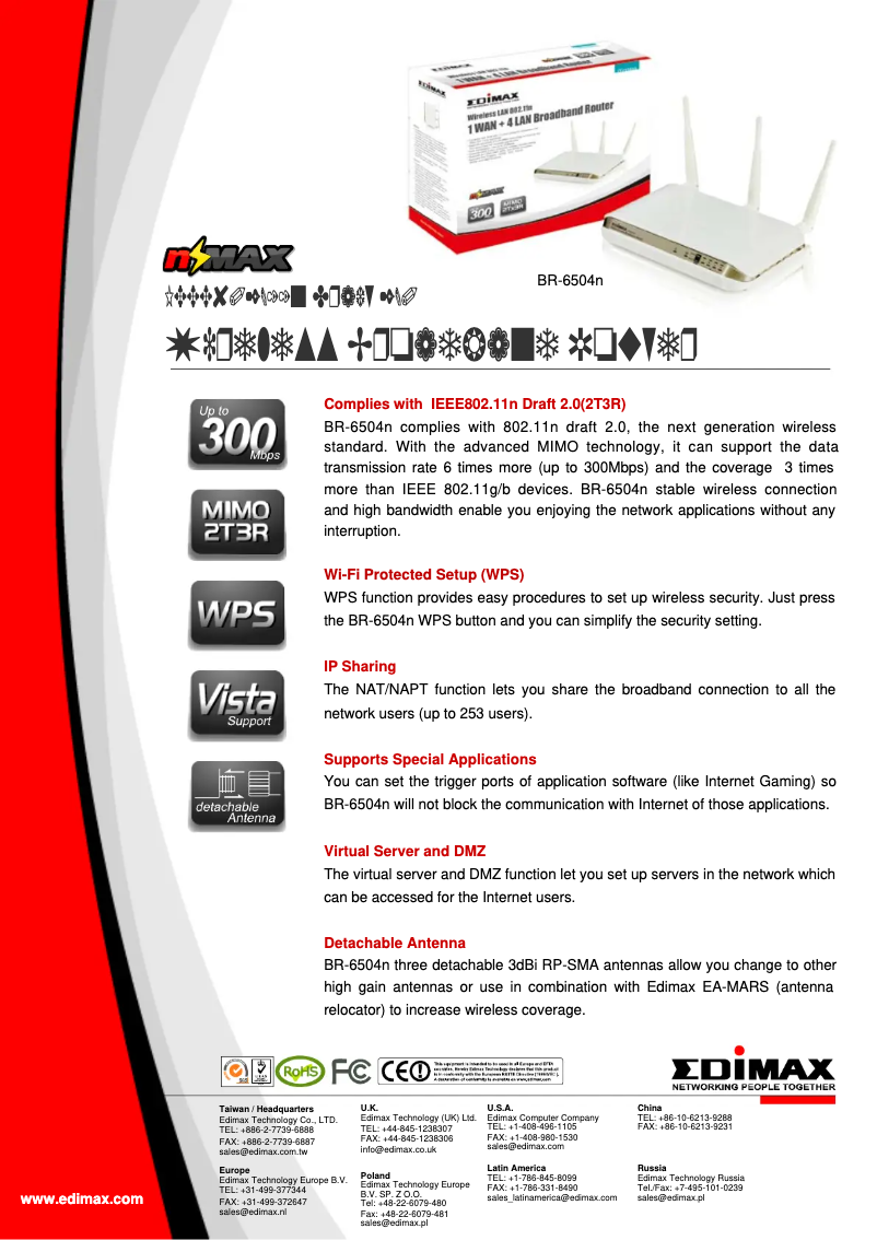 Página 1 del manual Ficha técnica Edimax BR-6504n