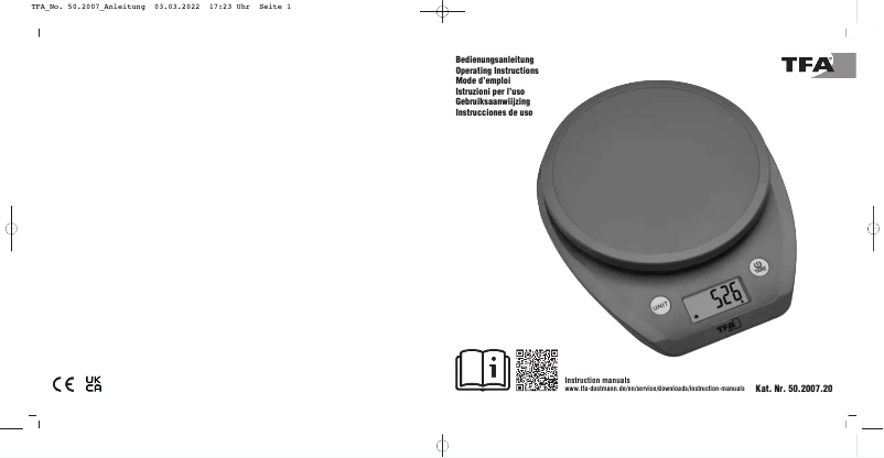 Page 1 de la notice Manuel utilisateur TFA Mochi 50.2007.20