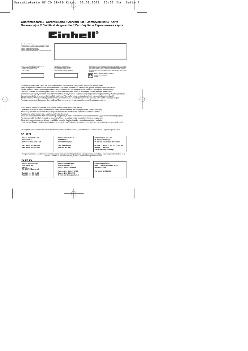 Page n°1 - Manuel utilisateur Einhell BT-CD 18 2B