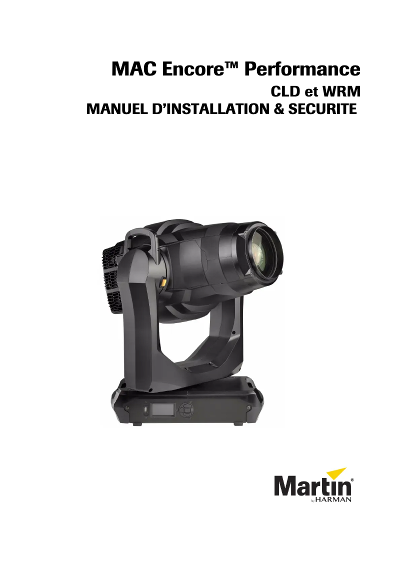 Page n°1 - Guide d'installation Martin MAC Encore Performance CLD