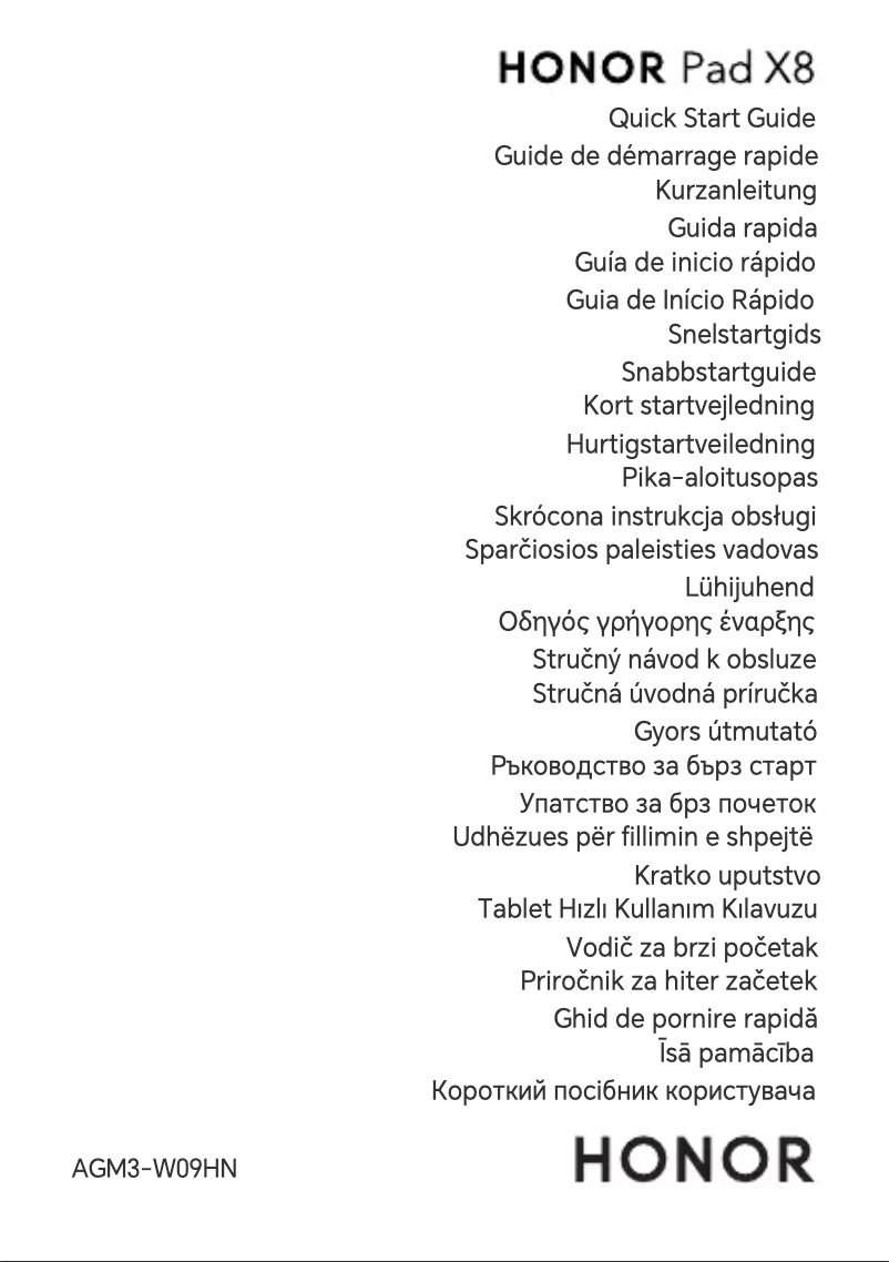 Page 1 de la notice Guide de démarrage rapide Honor Pad X8