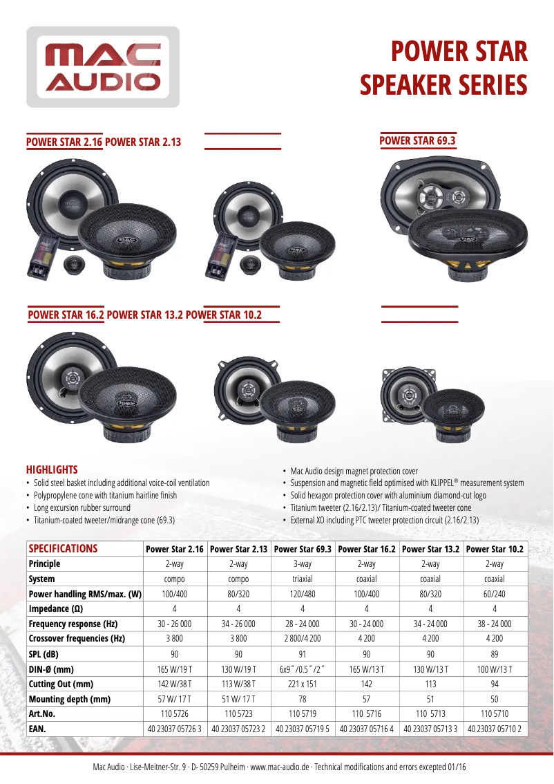 Page 1 de la notice Manuel utilisateur Mac Audio Power Star 2.16