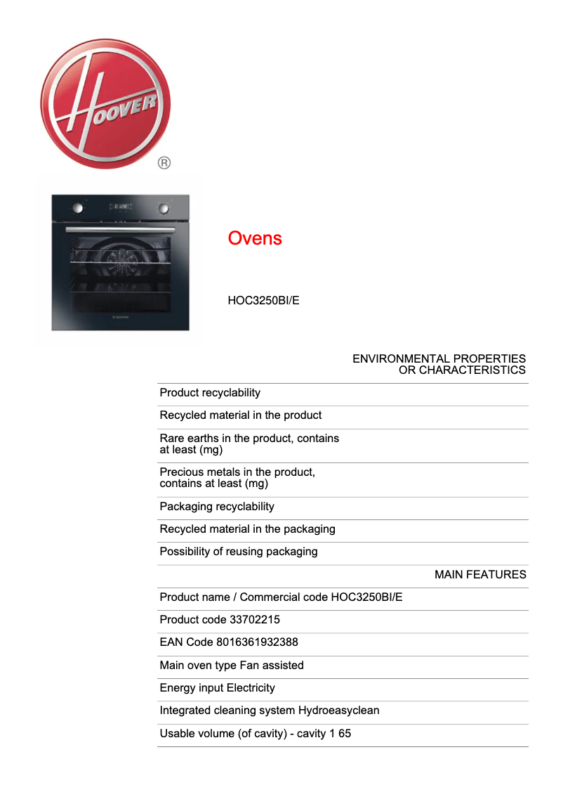 Image de la première page du manuel de l'appareil HOC3250BI/E