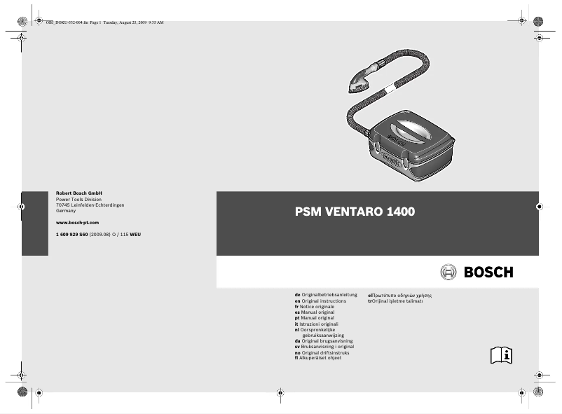 Image de la première page du manuel de l'appareil PSM Ventaro 1400