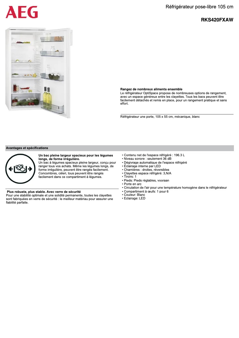 Página 1 del manual Ficha técnica AEG RKS420FXAW