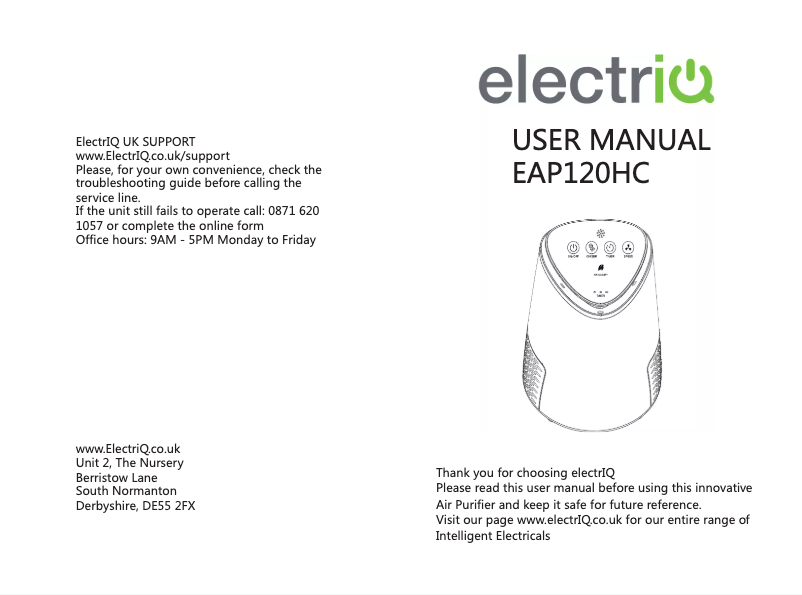 Page n°1 - Manuel utilisateur ElectriQ EAP120HC